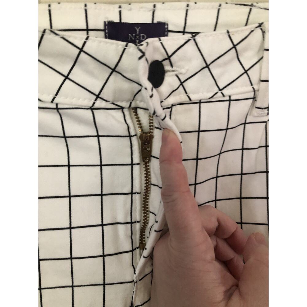 NYDJ Not Your Daughters Windowpane Grid Twill Ankle Pants Black White Size 10 - Picture 4 of 13